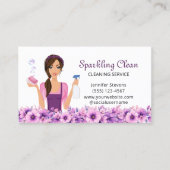 Cute House Cleaning Service Maid Floral 名刺 (正面)