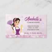 Cute House Cleaning Service Maid QR Code 名刺 (正面)