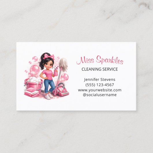 Cute House Cleaning Service Maid Sparkle 名刺 (正面)