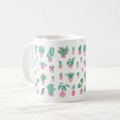 Cute Houseplant Pattern with Minimalist Potted Pla コーヒーマグカップ (正面左)