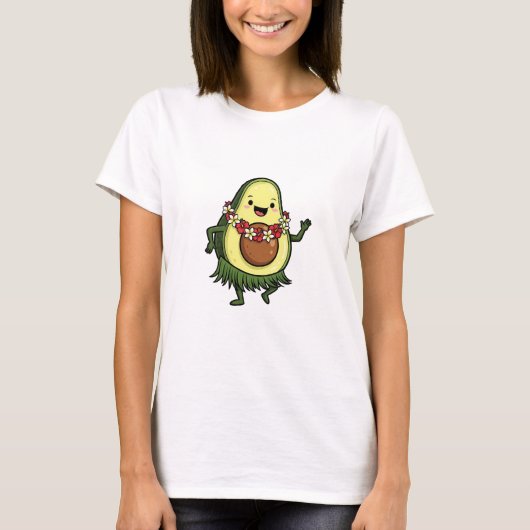 Cute Hula Avocado Character Dancing Tシャツ (正面)