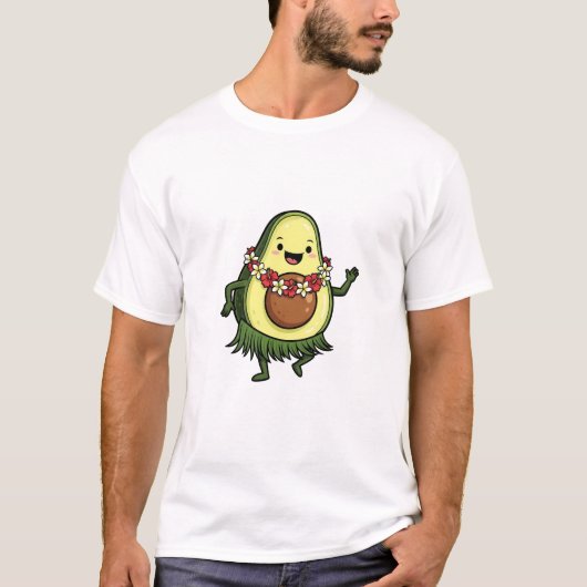 Cute Hula Avocado Character Dancing Tシャツ (正面)