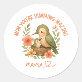 Cute Humming Bird Mom Mother's Day ラウンドシール