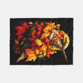Cute Hummingbird Fall Leaves Forest Vibes Autumn A フリースブランケット (正面(横))