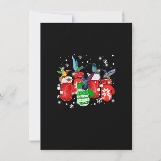 Cute Hummingbird In Gloves Christmas Bird Lovers M 招待状 (正面)