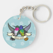 Cute Hummingbird Nature Lover Colorful Cartoon キーホルダー (裏面)