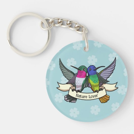 Cute Hummingbird Nature Lover Colorful Cartoon キーホルダー (正面)