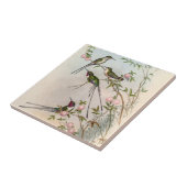 Cute Hummingbirds with Pink Flowers by John Gould タイル (側面)