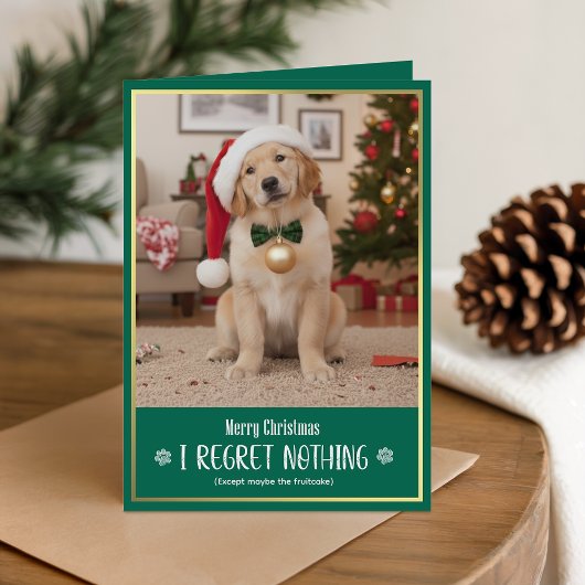 Cute Humorous Dog Picture Merry Christmas Folded シーズンカード