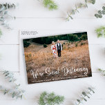 Cute Humorous Wedding Postponement ポストカード<br><div class="desc">Cute Humorous Wedding Postponement or Date Change Postcard featuring your photo and trendy script lettering to let your guest know - in a fun way - that you're social distancing right now. There is an optional filter to help set off the white text at the bottom; it can be turned...</div>
