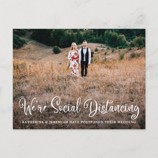 Cute Humorous Wedding Postponement ポストカード (正面)