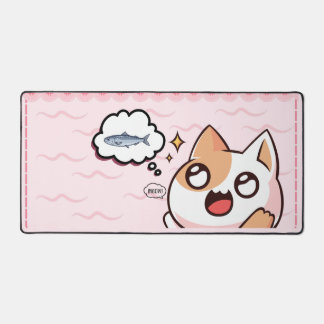 Cute Hungry Cat Desk Mat デスクマット