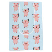 Cute Hungry Piggy ミディアムペーパーバッグ (裏面)