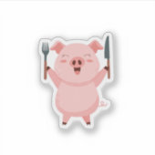 Cute Hungry Piggy Die Cut Sticker シール (正面)