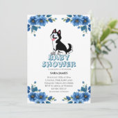  Cute Husky Dog Floral Baby Shower Invitation 招待状 (スタンド正面)