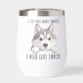 Cute Husky Dog Snacks Quote Funny Minimalist (背面)
