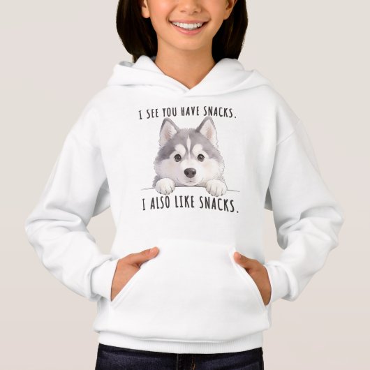 Cute Husky Dog Snacks Quote Funny Minimalist (正面)