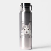 Cute Husky Dog Snacks Quote Funny Minimalist ウォーターボトル (背面)