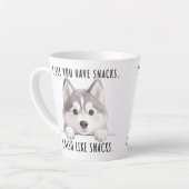 Cute Husky Dog Snacks Quote Funny Minimalist カフェラテマグ (左アングル)