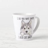 Cute Husky Dog Snacks Quote Funny Minimalist カフェラテマグ (右アングル)