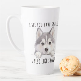 Cute Husky Dog Snacks Quote Funny Minimalist カフェラテマグ