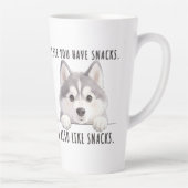 Cute Husky Dog Snacks Quote Funny Minimalist カフェラテマグ (右)