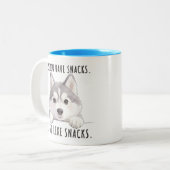 Cute Husky Dog Snacks Quote Funny Minimalist ツートーンマグカップ (正面左)
