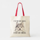 Cute Husky Dog Snacks Quote Funny Minimalist トートバッグ (裏面)
