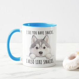 Cute Husky Dog Snacks Quote Funny Minimalist マグカップ