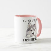 Cute Husky Dog Snacks Quote Funny Minimalist マグカップ (正面右)