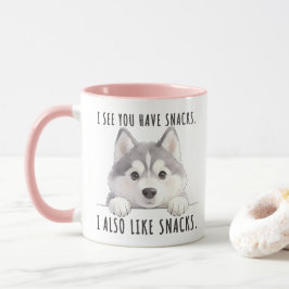Cute Husky Dog Snacks Quote Funny Minimalist マグカップ