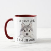 Cute Husky Dog Snacks Quote Funny Minimalist マグカップ (左)