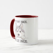 Cute Husky Dog Snacks Quote Funny Minimalist マグカップ (正面左)