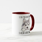 Cute Husky Dog Snacks Quote Funny Minimalist マグカップ (正面右)