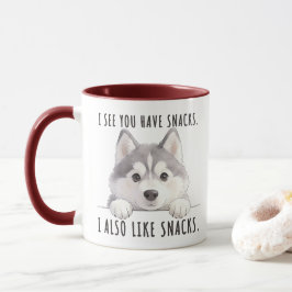 Cute Husky Dog Snacks Quote Funny Minimalist マグカップ