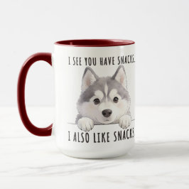 Cute Husky Dog Snacks Quote Funny Minimalist マグカップ
