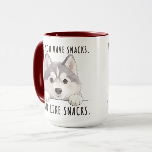 Cute Husky Dog Snacks Quote Funny Minimalist マグカップ (正面左)