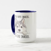 Cute Husky Dog Snacks Quote Funny Minimalist マグカップ (正面左)