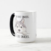 Cute Husky Dog Snacks Quote Funny Minimalist モーフィングマグカップ (正面左)