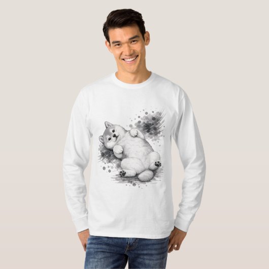 【Cute Husky Ink Long Sleeve T-Shirt】 Tシャツ (正面フル)