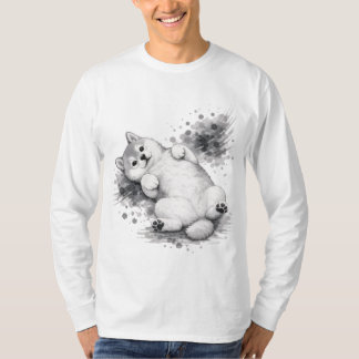 【Cute Husky Ink Long Sleeve T-Shirt】 Tシャツ