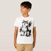 【Cute Husky Japanese Ink Art Kids T-Shirt】 Tシャツ (正面フル)