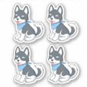 Cute Husky Puppy Dog 4 シール (正面)