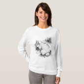 【Cute Husky Puppy Ink Art Long Sleeve T-Shirt】 Tシャツ (正面フル)