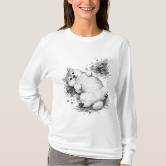 【Cute Husky Puppy Ink Art Long Sleeve T-Shirt】 Tシャツ