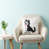 Cute Husky Puppy Throw Pillow クッション (椅子)