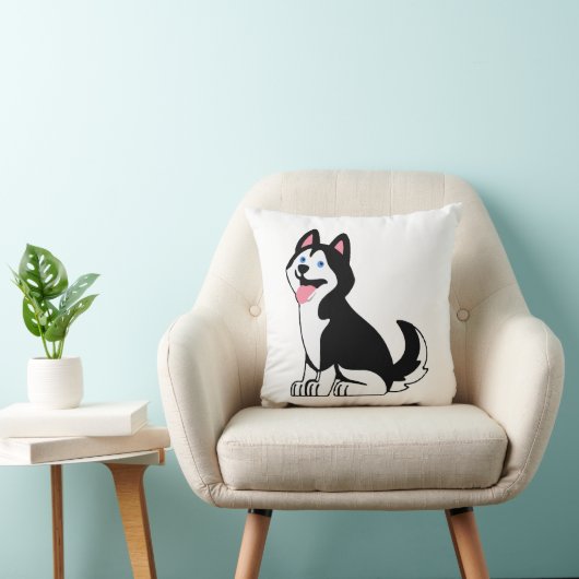 Cute Husky Puppy Throw Pillow クッション (椅子)