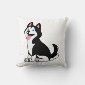 Cute Husky Puppy Throw Pillow クッション (正面)