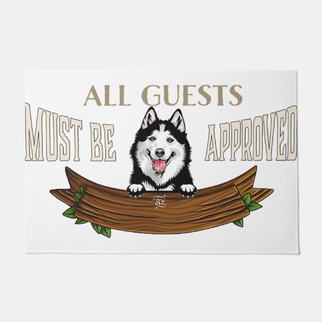 Cute Husky Quotes Rug, Siberian Husky Mat ドアマット (正面)