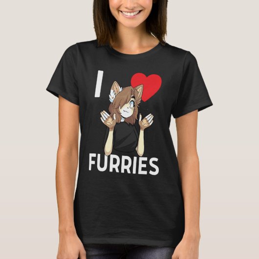 Cute I Heart Furries Furry Fandom Love Tシャツ (正面)